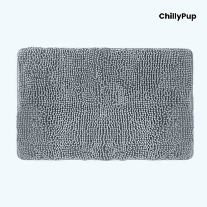 Grey textured mat with 'ChillyPup' branding on a white background
